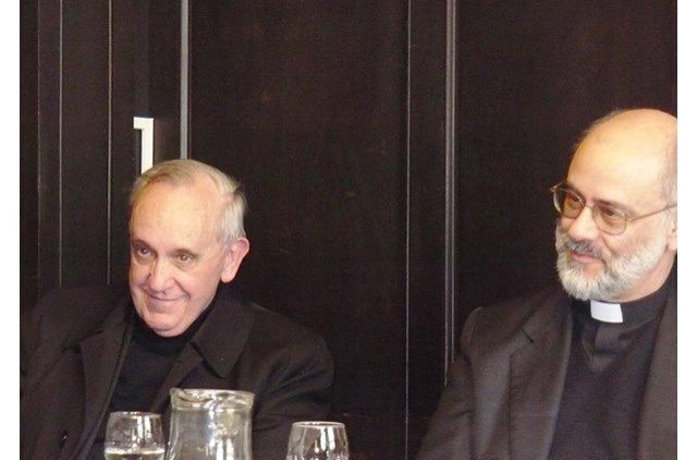 Undated photo of then Fr. Jorge Maria Bergoglio with the late Fr. Diego Fares, SJ