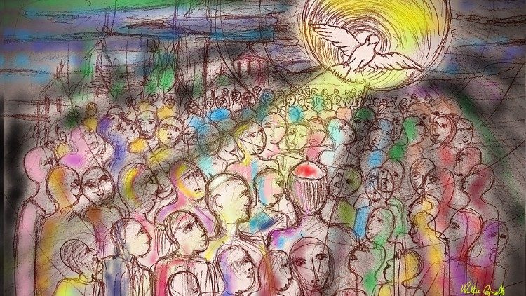 Le chiavi di Pietro - "Spirito Santo" e "Ascolto" - disegno di Walter Capriotti  