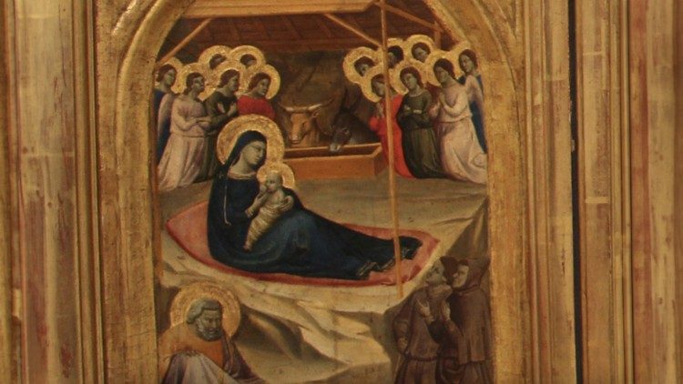 Taddeo Gaddi, Trittico, particolare con la Natività