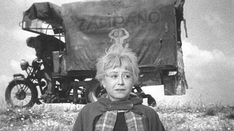 Giulietta Masina in the role of Gelsomina in Fellini's 1954 masterpiece