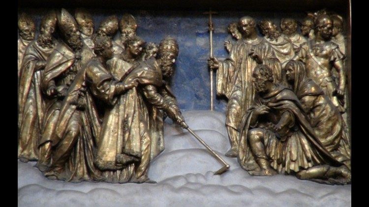 Papa Liberio traccia il perimetro della basilica di S. Maria Maggiore sulla neve, Cappella Paolina, Santa Maria Maggiore