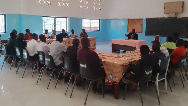 Fr Cletus with seminarians of Monze Diocese