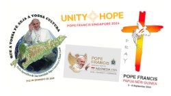 2024.05.08संत पापा फ्राँसिस की इंडोनेशिया, पापुआ न्यू गिनी, तिमोर लेस्ते और सिंगापुर की प्रेरितिक यात्रा का लोगो