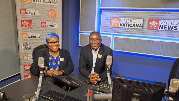 Sr Anne Falola with Fr. Alain Mayama, who is Superior General of the Spiritans.