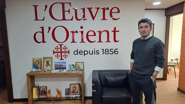 Vincent Gélot dans les locaux de l'Œuvre d'Orient à Beyrouth