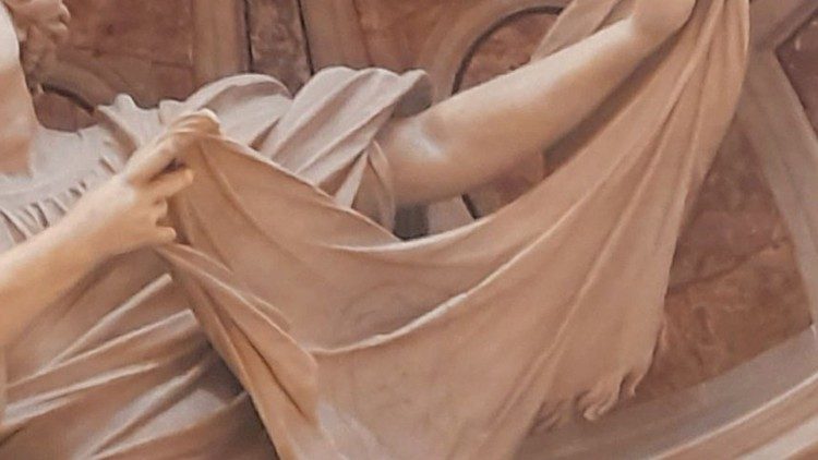 Das Schweißtuch Jesu: Detail der Veronika-Statue in St. Peter